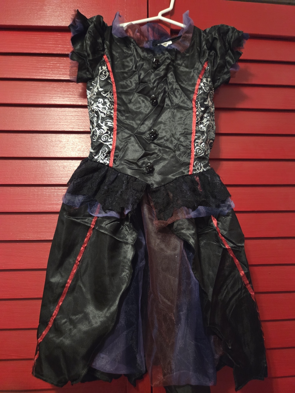 Girls Black and Purple Gothic Vampire Costume Dress